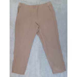 J‎ Jill Love Linen Pants Lg Tan Beige Pull On Slim Straight Leg Cropped Classic
